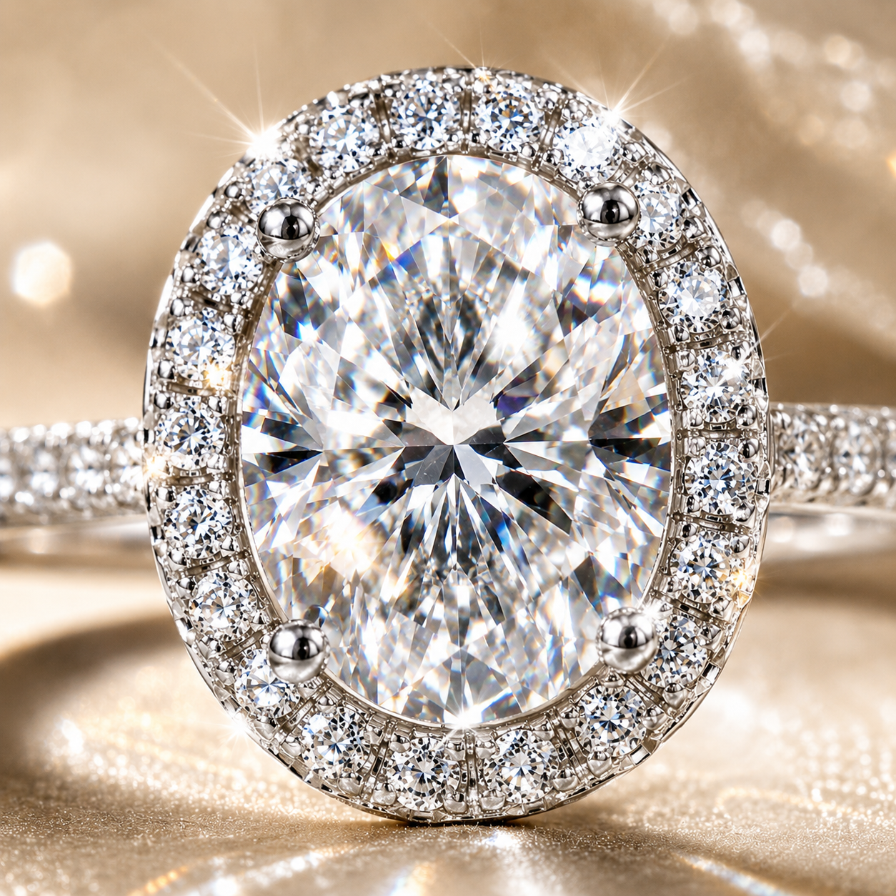 Oval Halo Moissanite Engagement Ring