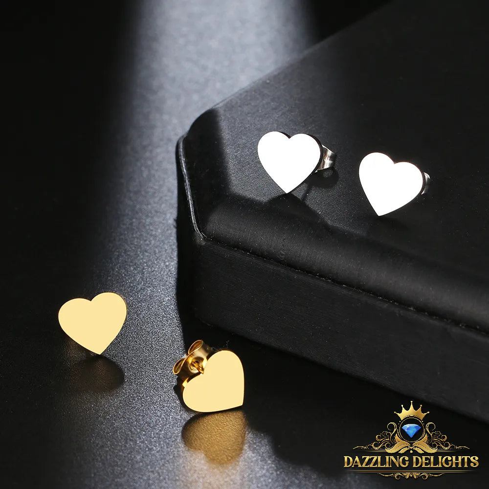 Titanium Solid Heart Stud Earrings - Premium Jewelry from Dazzling Delights - Just $22.95! Shop now at Dazzling Delights