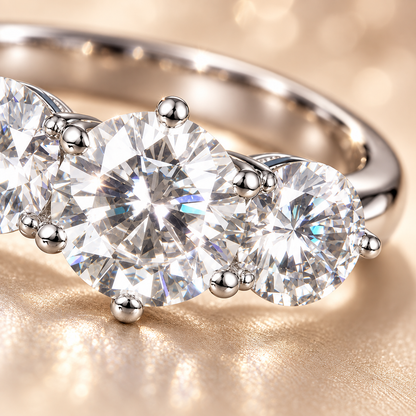 Anillo de trilogía de moissanita de 3 quilates 