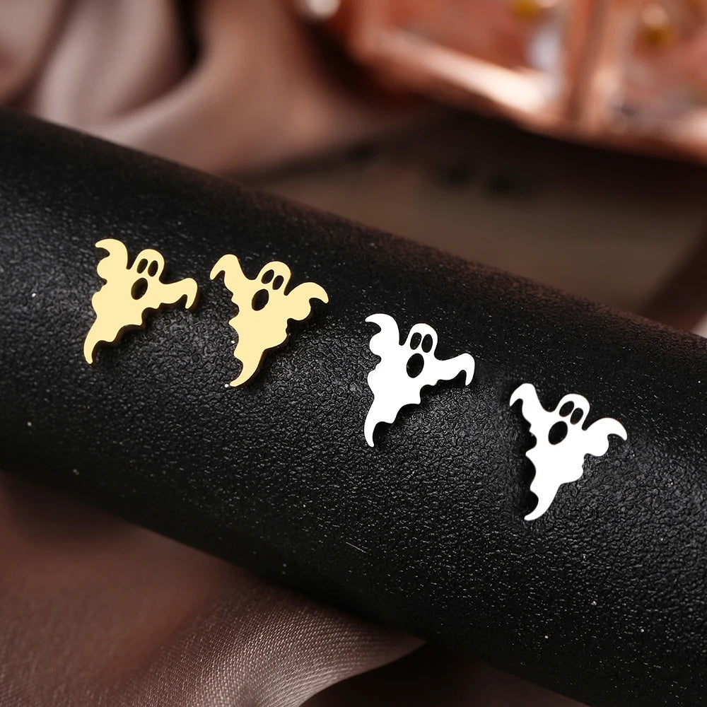 Titanium Ghost Halloween Stud Earrings - Premium Jewelry from Dazzling Delights - Just $28.95! Shop now at Dazzling Delights