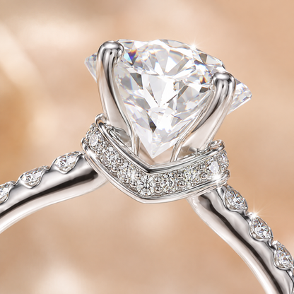 Round Brilliant Moissanite Hidden Halo Engagement Ring