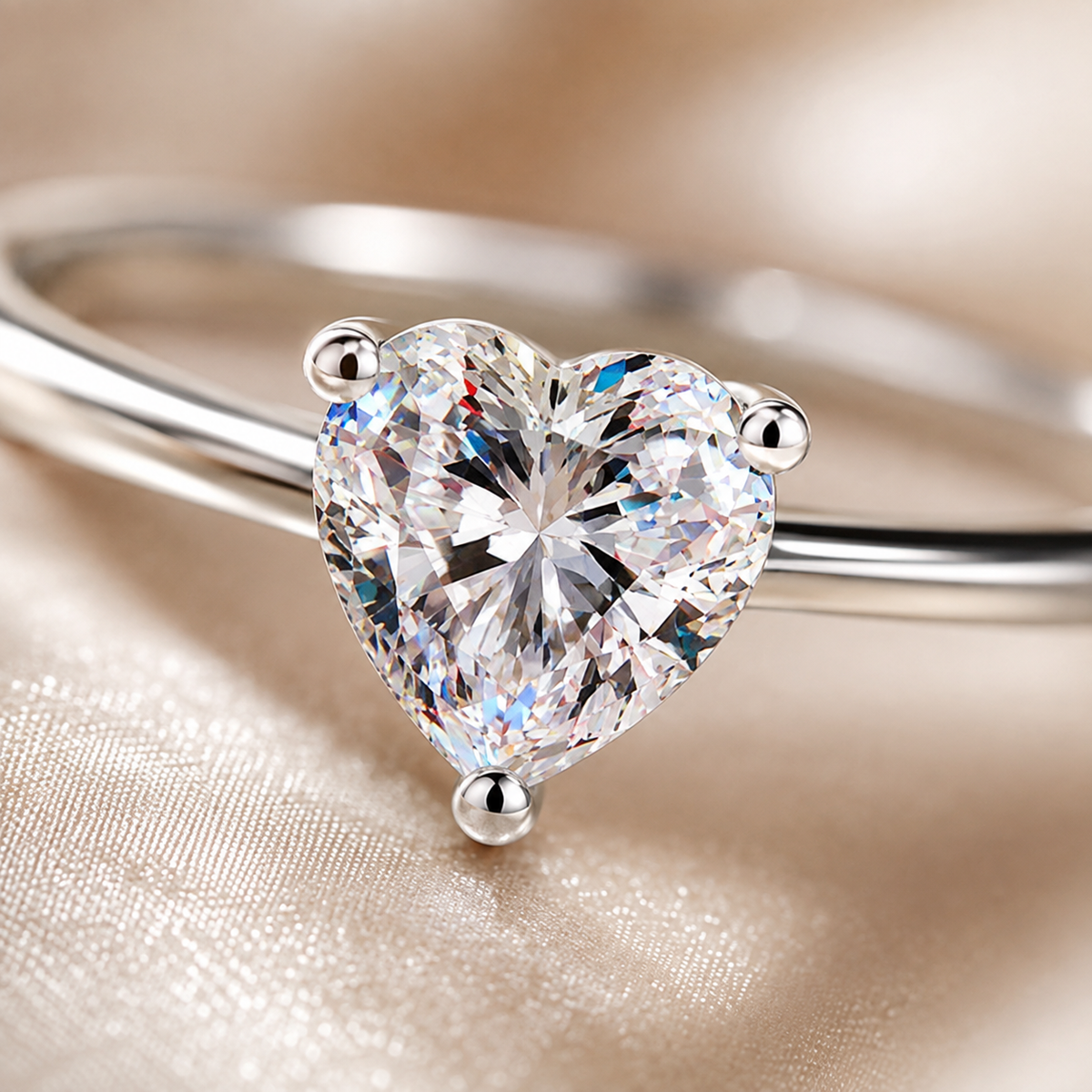 Anillo de compromiso con moissanita y solitario con talla de corazón 