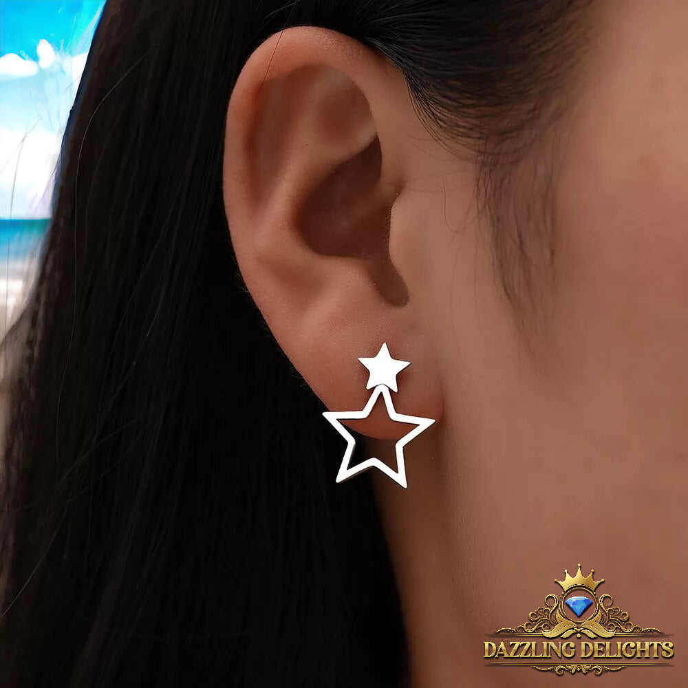 Titanium Double Star Stud Earrings - Premium Jewelry from Dazzling Delights - Just $27.95! Shop now at Dazzling Delights