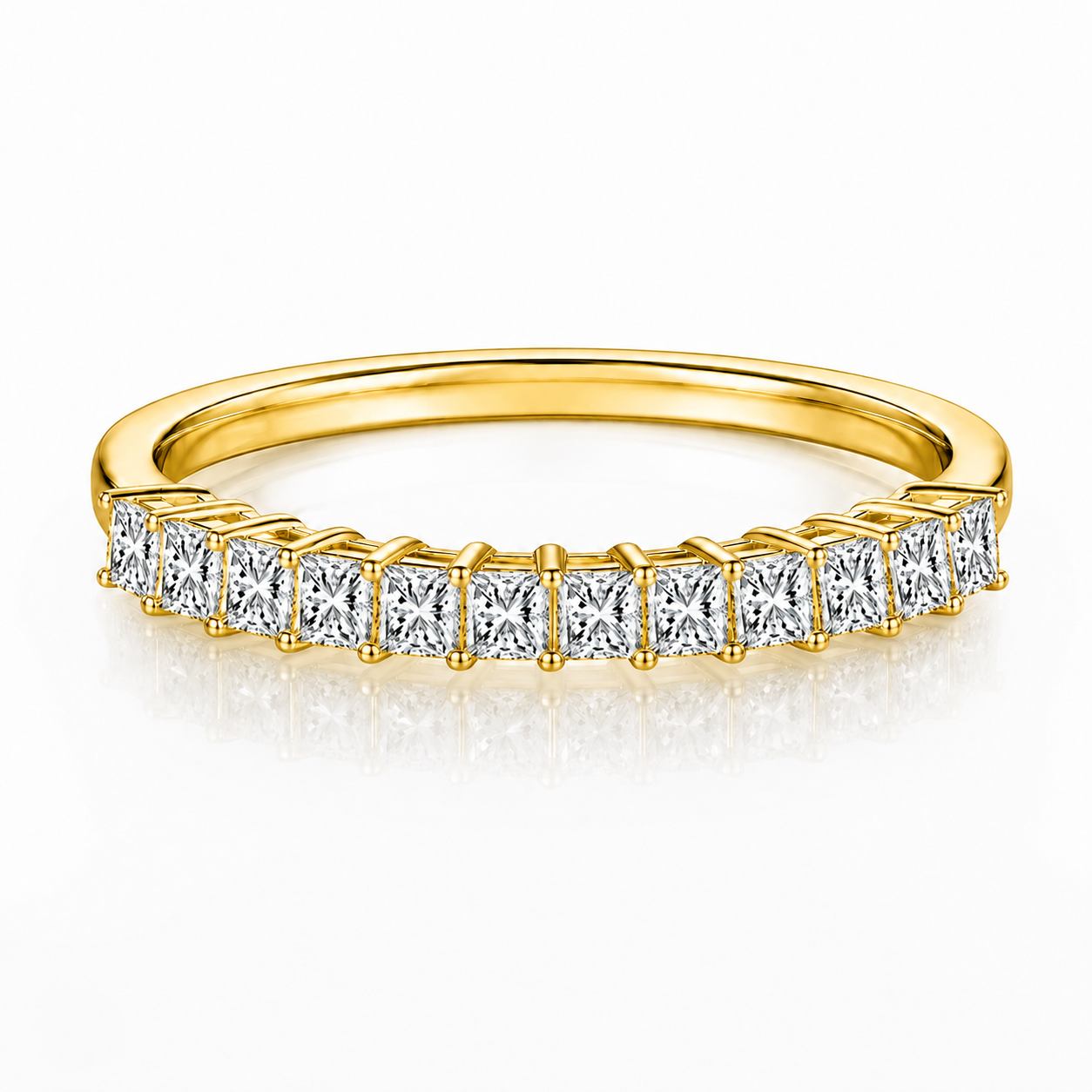1ct Princess Cut Moissanite Half-Eternity Wedding Band