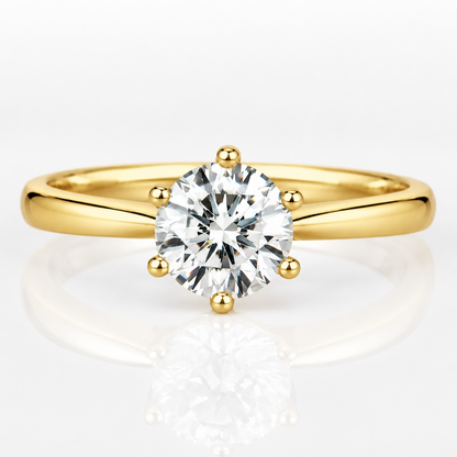 Anillo de compromiso clásico de moissanita con solitario estilo Tiffany de 6 puntas 