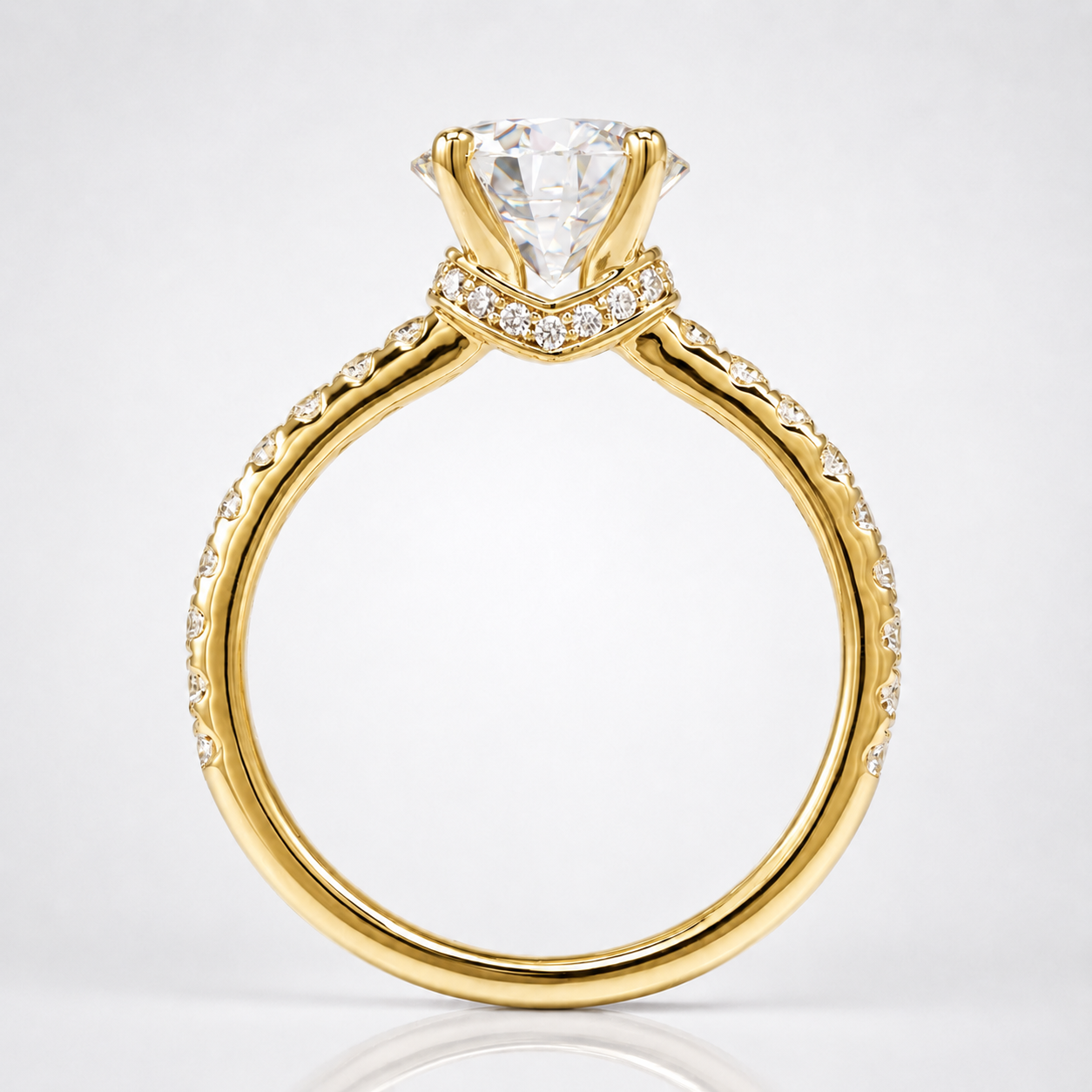 Round Brilliant Moissanite Hidden Halo Engagement Ring
