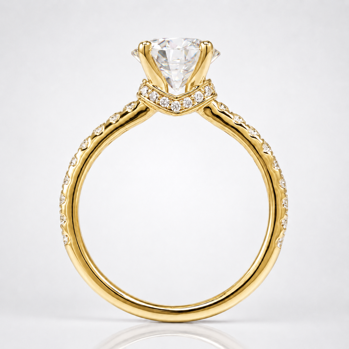 Round Brilliant Moissanite Hidden Halo Engagement Ring