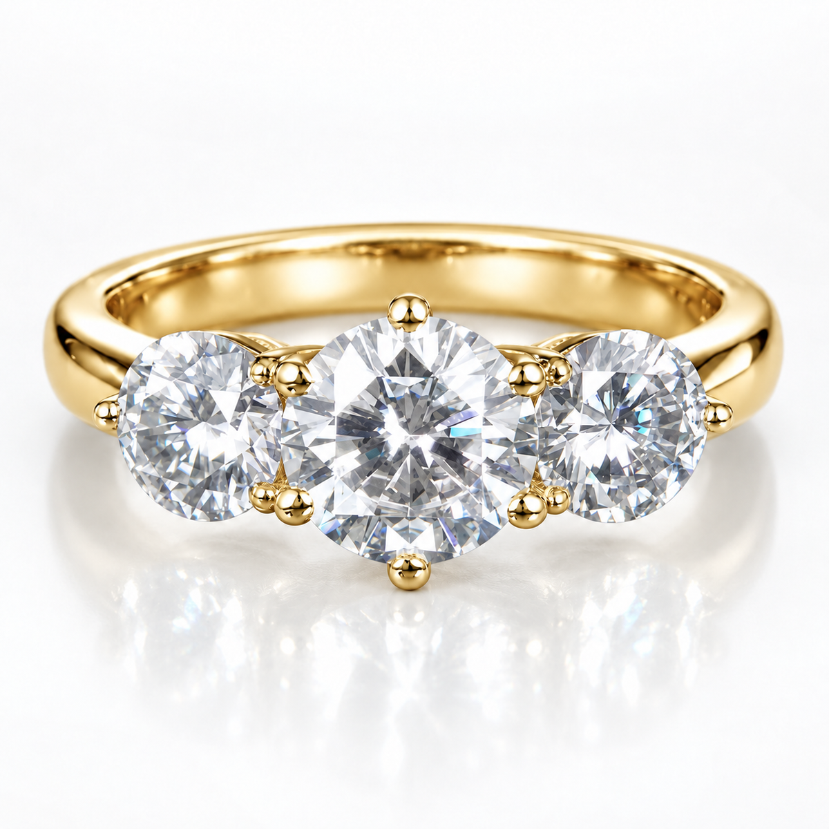 Anillo de trilogía de moissanita de 3 quilates 