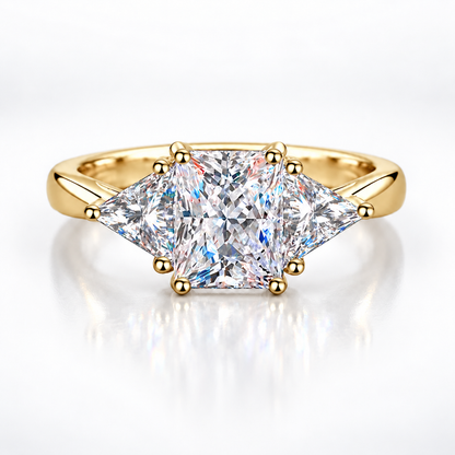 Anillo de trilogía de moissanita de talla radiante y billón de 3 ct 