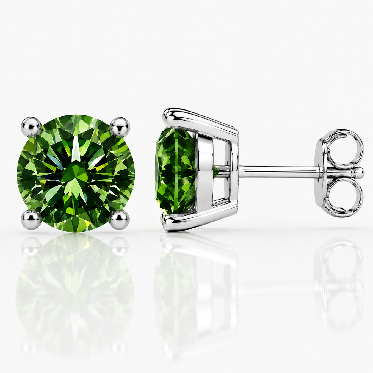 Four Prong Moissanite Solitaire Stud Earrings