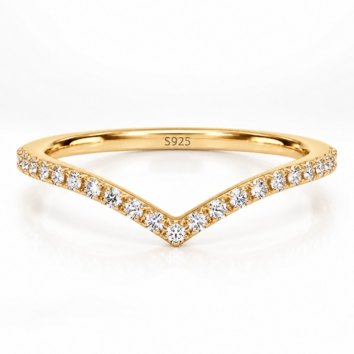 Moissanite Pavé Chevron Wedding Band