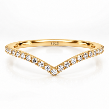 Moissanite Pavé Chevron Wedding Band