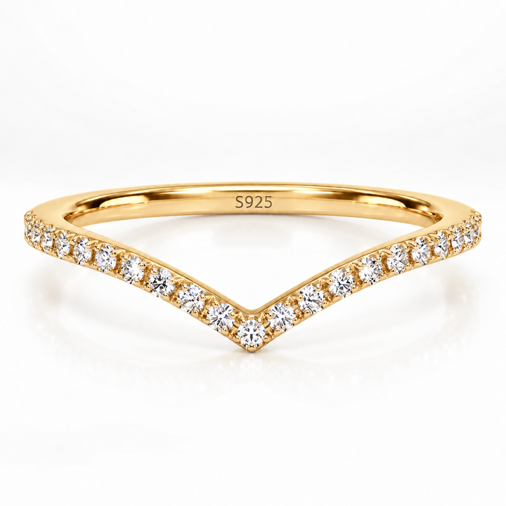 Moissanite Pavé Chevron Wedding Band