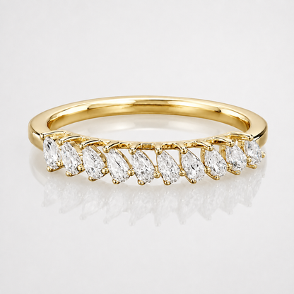 1ct Pear Cut Moissanite Half-Eternity Wedding Band
