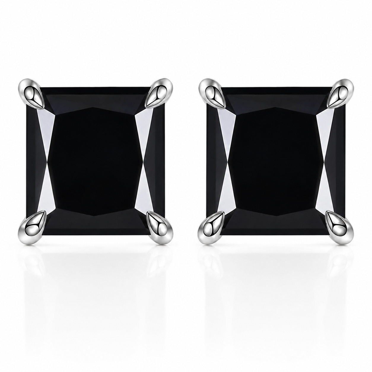 Brincos de moissanite vermelho com corte princesa 