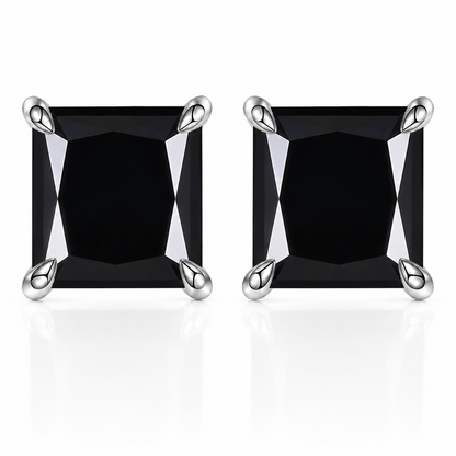 Brincos de moissanite vermelho com corte princesa 
