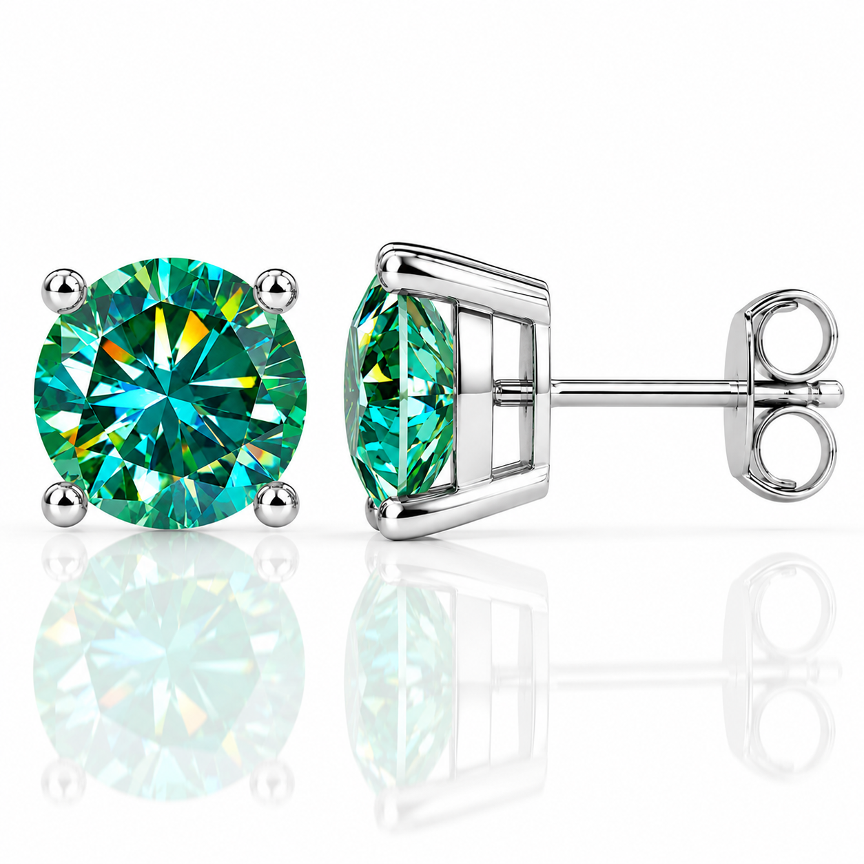Four Prong Moissanite Solitaire Stud Earrings