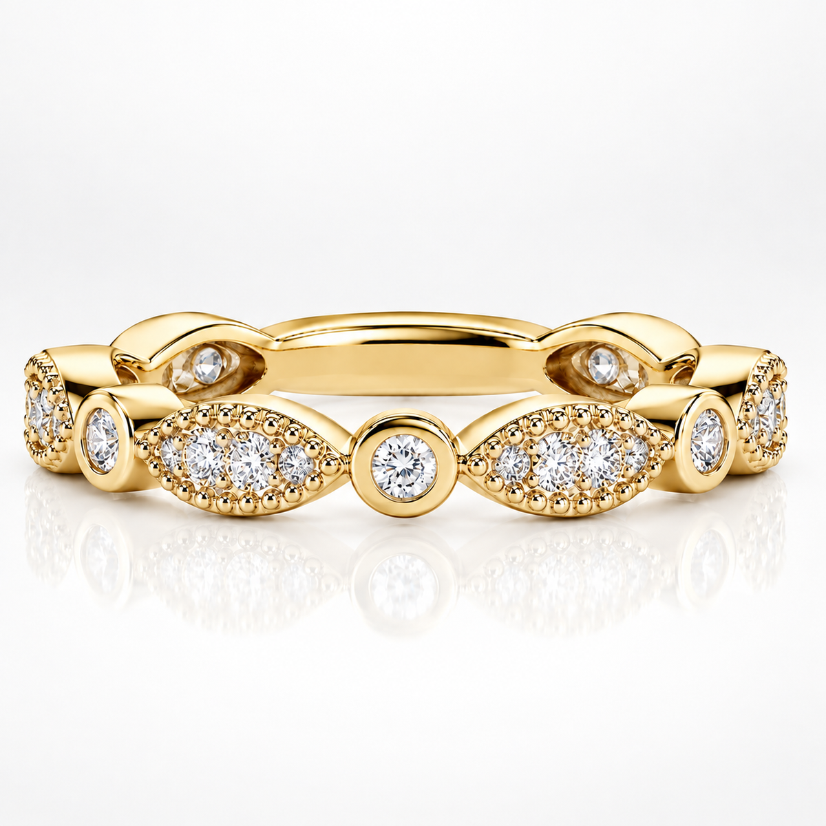Round Brilliant Moissanite Marquise Cluster Wedding Band