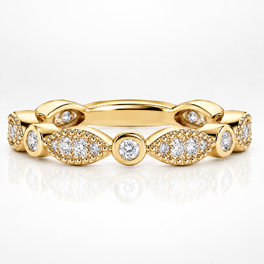 Anel de eternidade completa de moissanite ornamentado