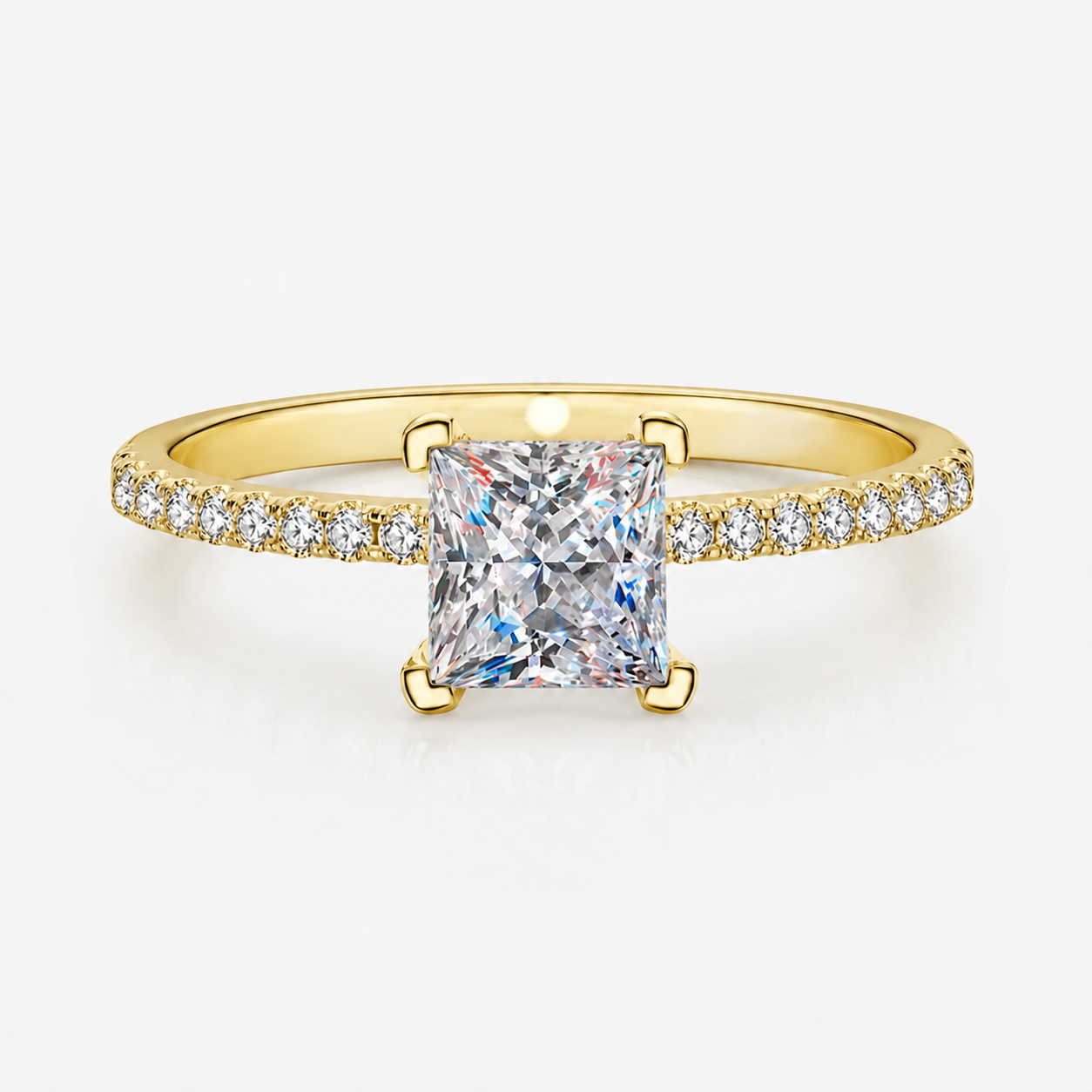 Anel Moissanite Corte Princesa 