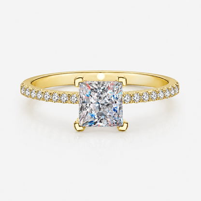 Anel Moissanite Corte Princesa 