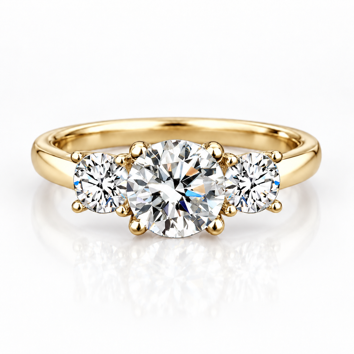 Anillo de trilogía de moissanita de 2 quilates 