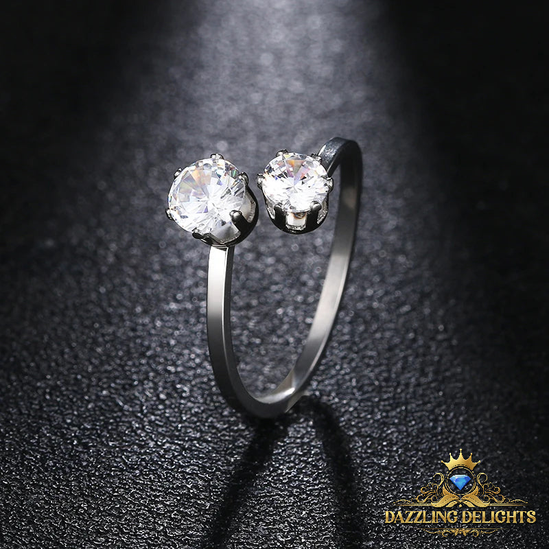 Titanium Open Ring with 6mm Cubic Zirconia - Premium Jewelry from Dazzling Delights - Just $46.95! Shop now at Dazzling Delights