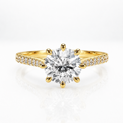Round Brilliant Moissanite 8-Prong Pavé Engagement Ring