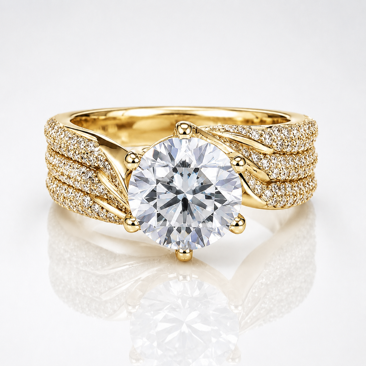 Anillo de moissanita con giro real de talla brillante redonda de 5 quilates 