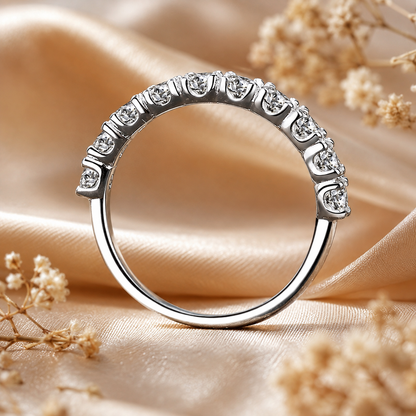 Aliança de casamento de anel de meia eternidade de moissanite com corte brilhante redondo de 3 mm