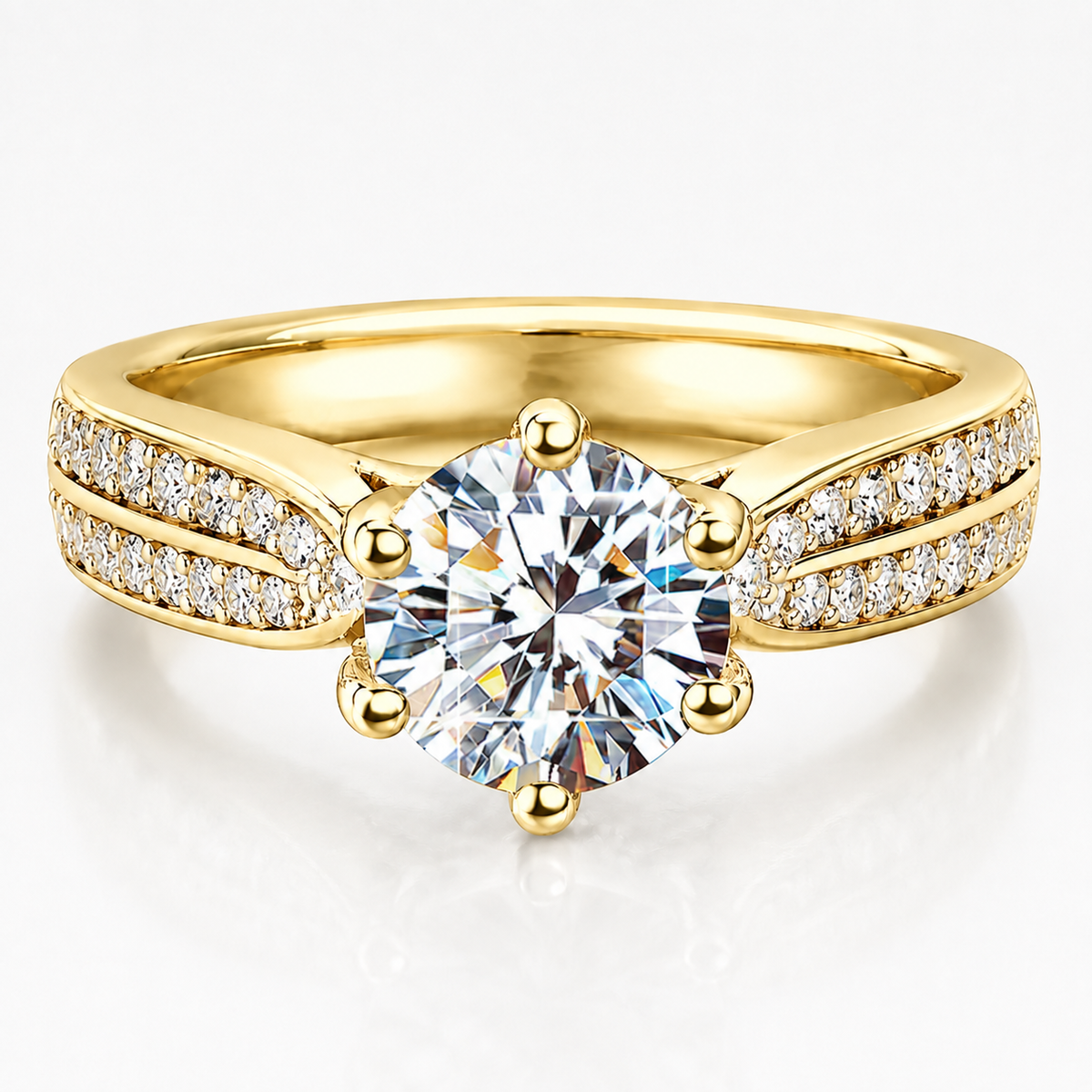 Anillo de banda dividida de moissanita de talla brillante redonda