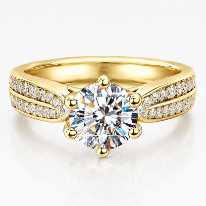 Anillo de banda dividida de moissanita de talla brillante redonda