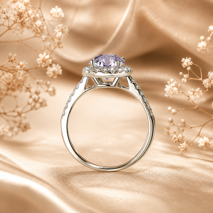Oval Halo Moissanite Engagement Ring
