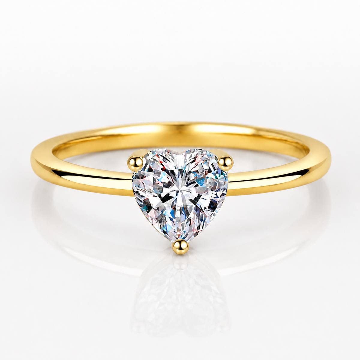 Anillo de compromiso con moissanita y solitario con talla de corazón 