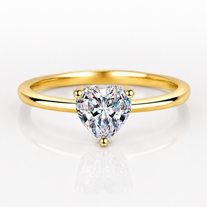 Anillo de compromiso con moissanita y solitario con talla de corazón 