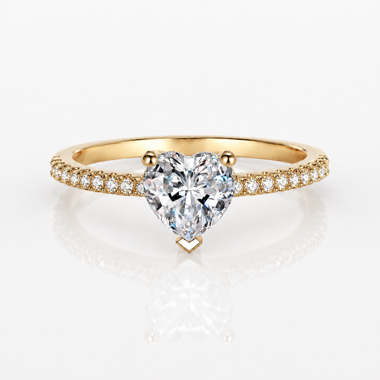 Heart Cut Moissanite Pavé Engagement Ring
