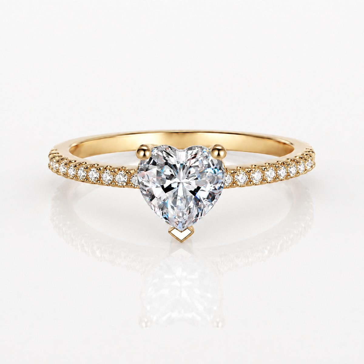 Heart Cut Moissanite Pavé Engagement Ring