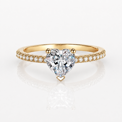 Heart Cut Moissanite Pavé Engagement Ring