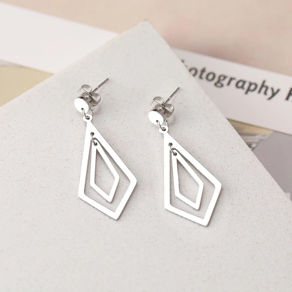 Titanium Geometric Dangle Earrings - Premium Jewelry from Dazzling Delights - Just $24.95! Shop now at Dazzling Delights