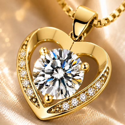 Shimmering Heart Moissanite Pendant Necklace