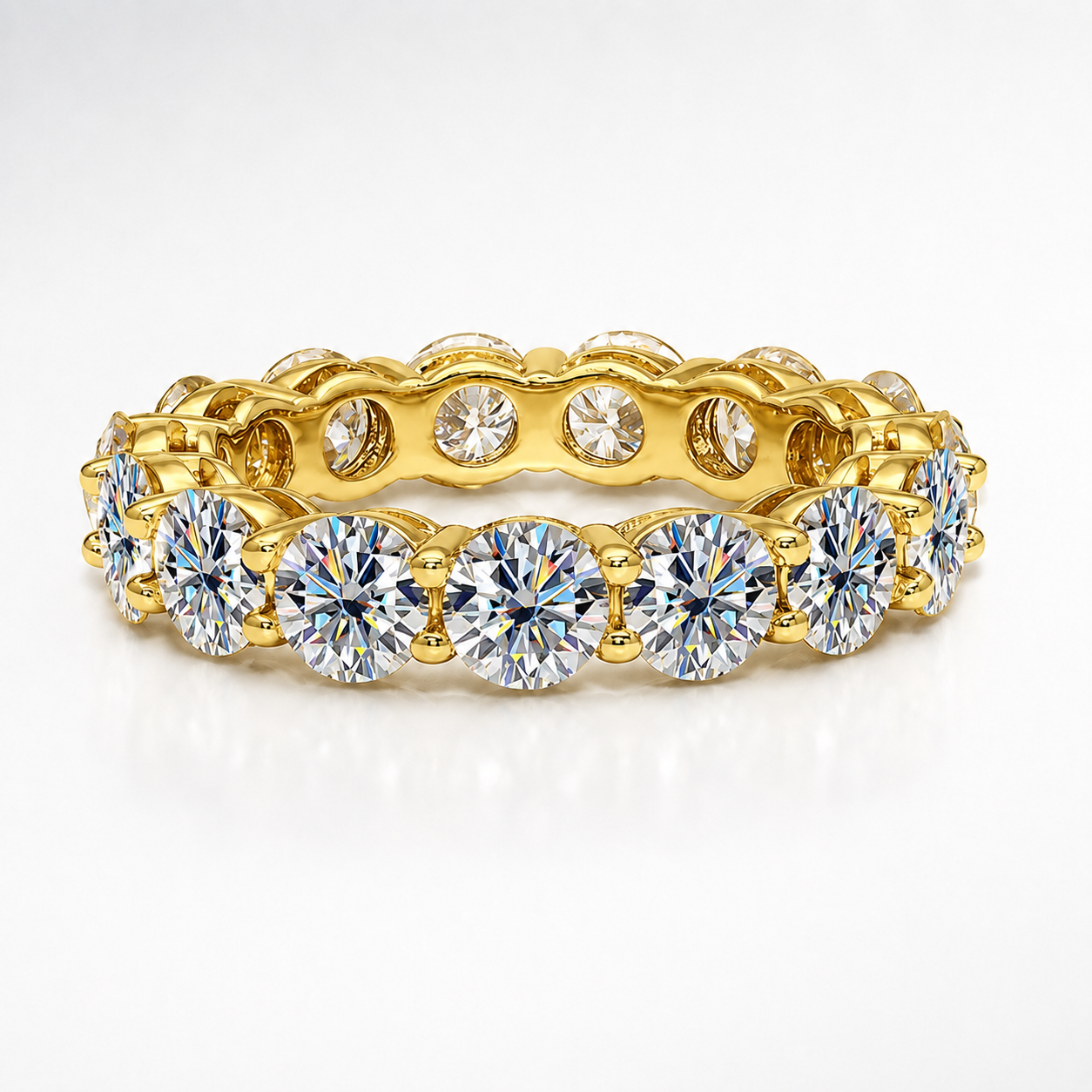 7ct Round Brilliant Moissanite Full-Eternity Wedding Band