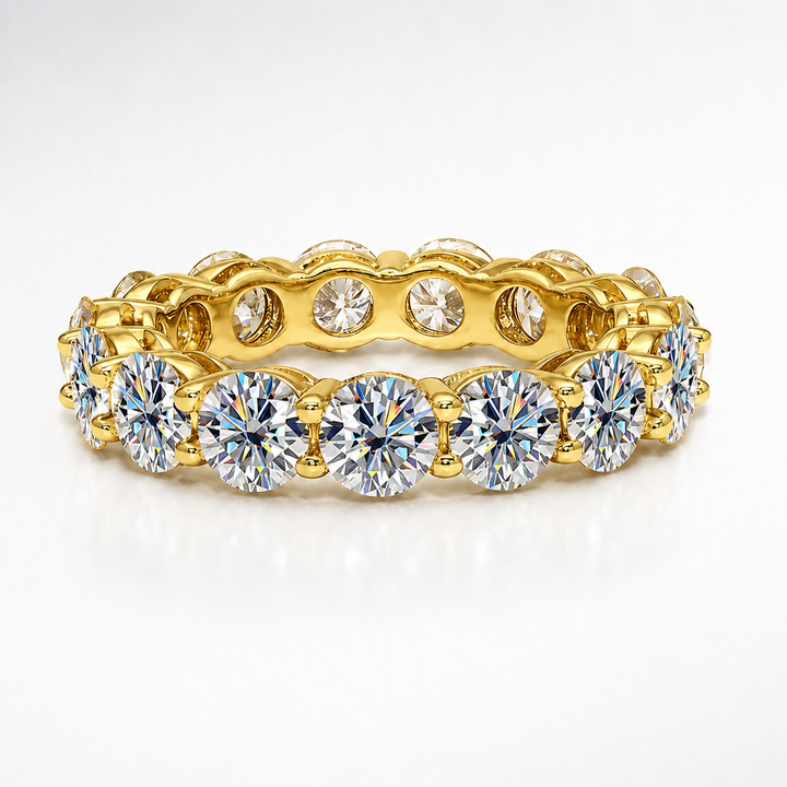 Alianza de eternidad completa con moissanita brillante redonda de 7 ct