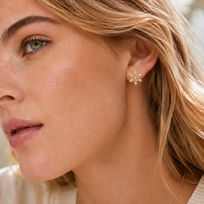 Snowflake Moissanite Stud Earrings