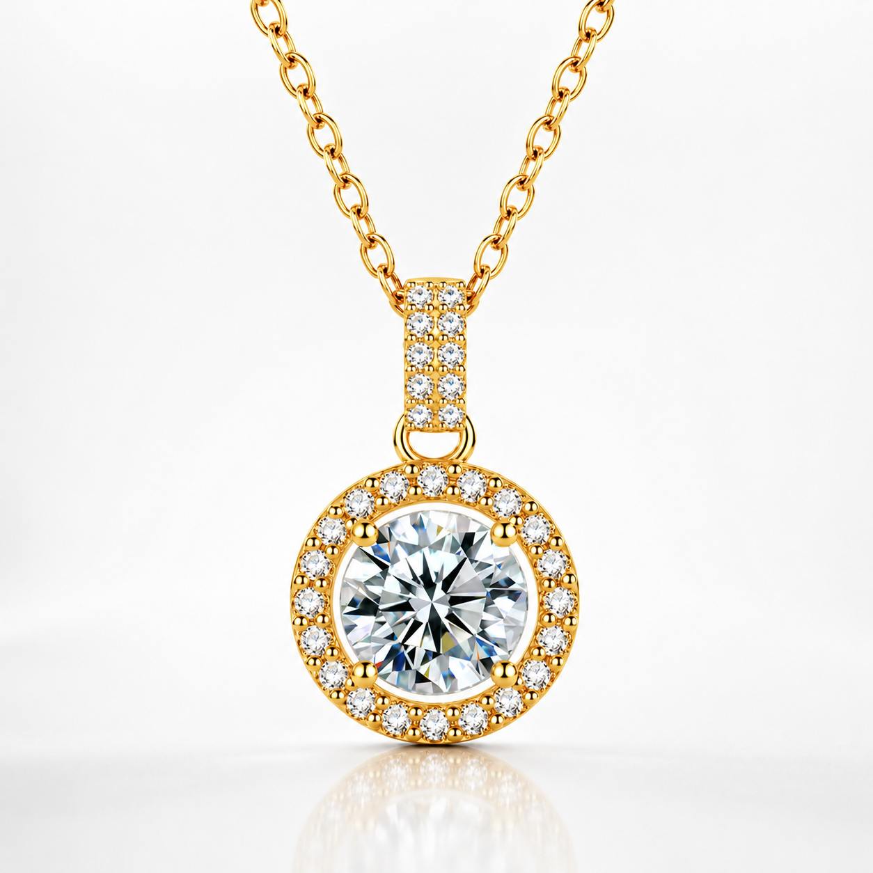 Colar com pingente de halo Moissanite 