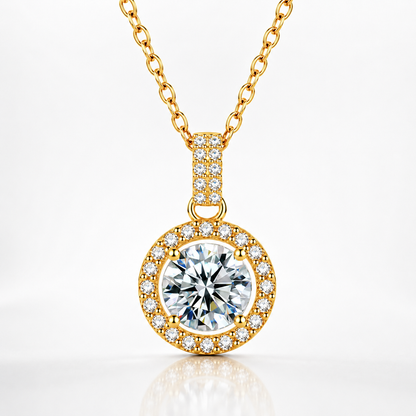 Colar com pingente de halo Moissanite 