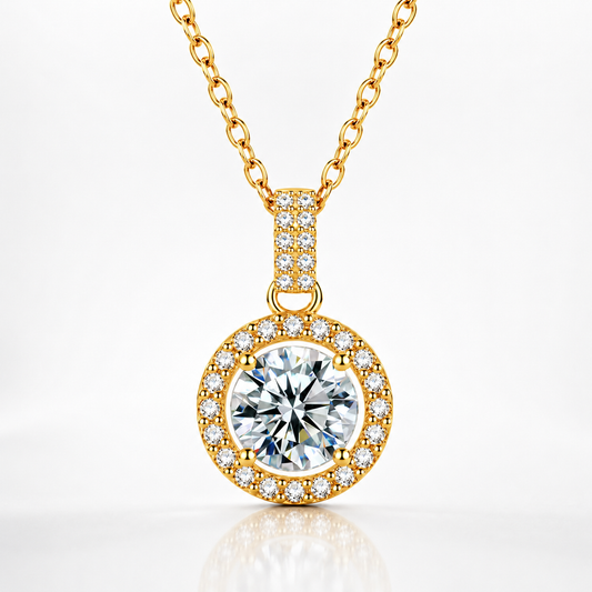 Colar com pingente de halo Moissanite 