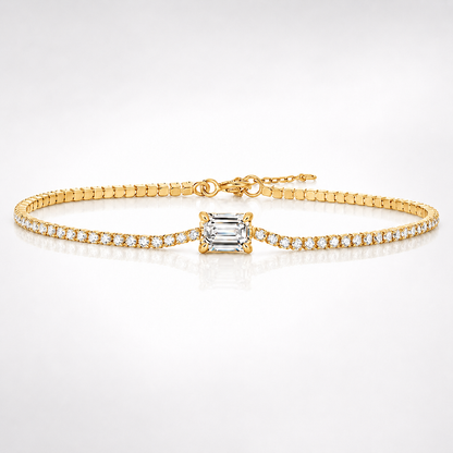 Pulsera de tenis de moissanita de talla esmeralda 