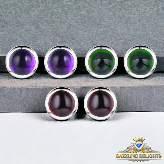 5mm Round Cabochon Cut Natural Gemstone Stud Earrings - Your Choice of Gemstone - Premium Jewelry from Dazzling Delights - Just $55.95! Shop now at Dazzling Delights