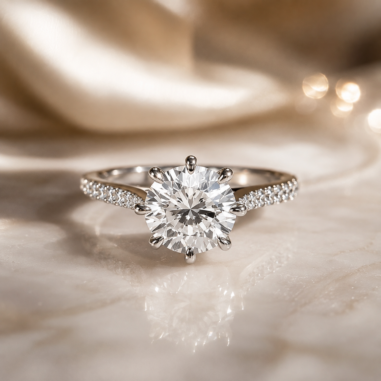 Round Brilliant Moissanite 8-Prong Pavé Engagement Ring