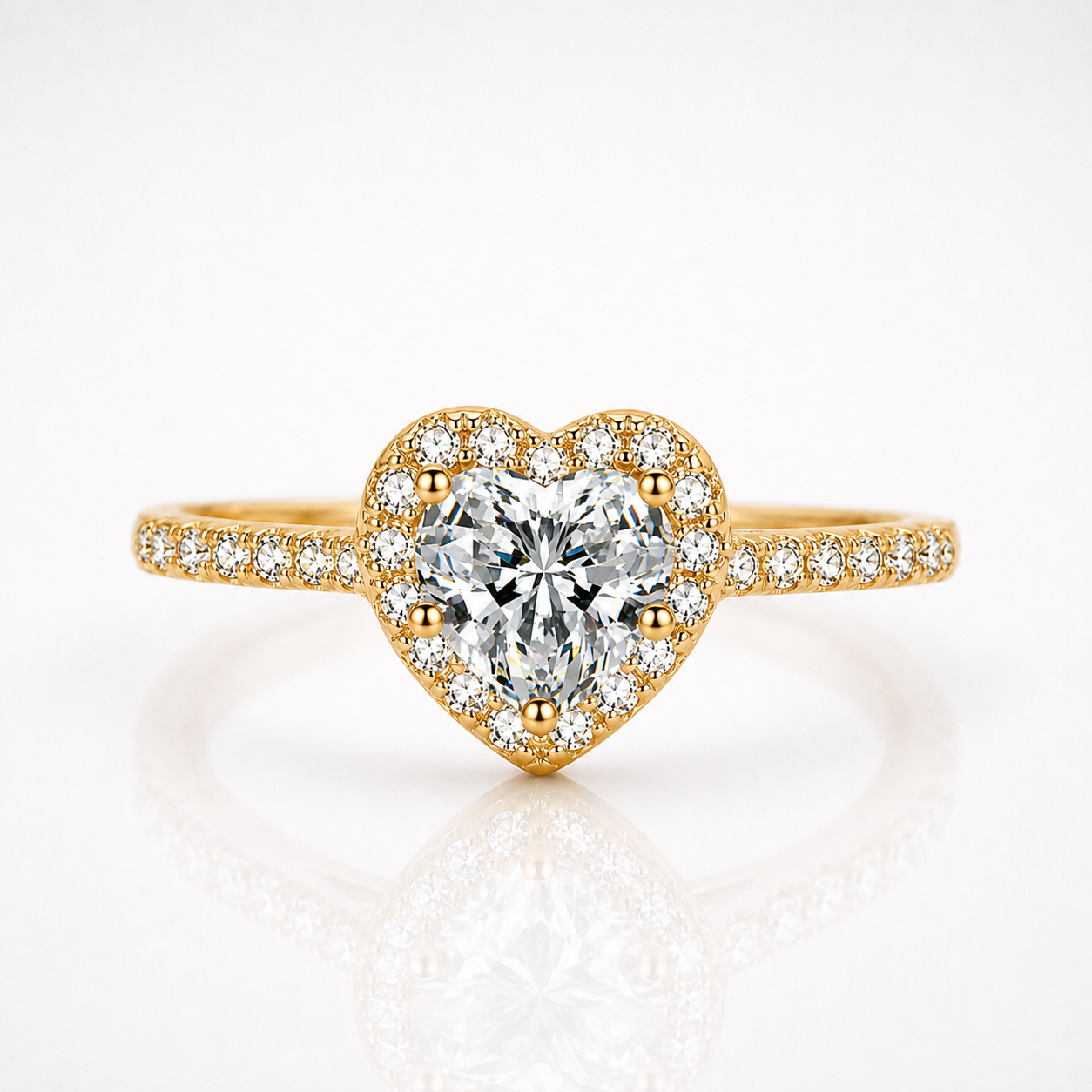 Anel Halo de Moissanite com Corte de Coração 